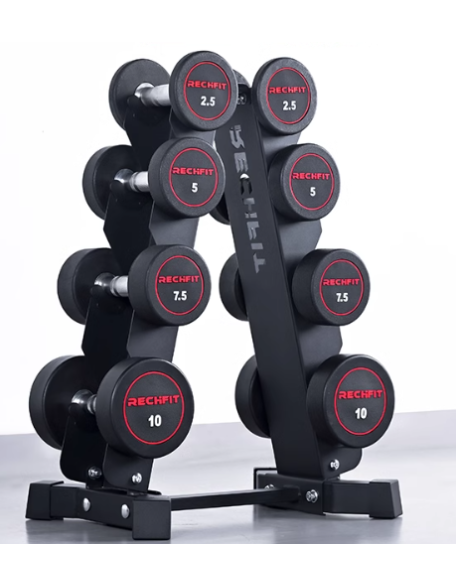 Fixed dumbbell full set combination men's fitness home commercial equipment pure steel coated rubber 10kg professional dumbbell rack